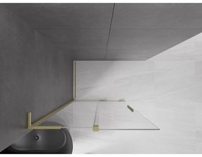 Mexen Velar L, posuvná sprchová zástena Walk-in 110 x 200 cm, 8mm číre sklo, zlatá matná, 871-110-003-03-55