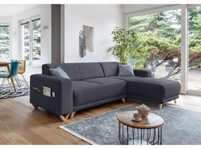 Antracitová rozkladacia/s úložným priestorom rohová pohovka Classy Sophie – Miuform