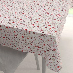 Biante Bavlnený obdĺžnikový obrus Sandra SA-719 Červeno-béžové drobné kvietky na bielom 140x220 cm