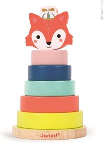 Drevená stohovacia pyramída s líškou