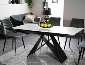 Jedálenský rozkladací stôl Westin 120/160 cm keramika čierny/biely mramor