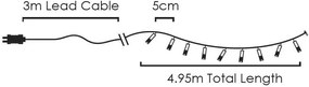ACA Lighting LED vianočné svetelná reťaz, 3x5m, teplá biela, IP44, 100 LED