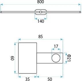 Toolight Toolight, LED nástenné svietidlo 80cm, 13W, 4000K, 1000lm, APP1897-1W, medená matná, OSW-66052