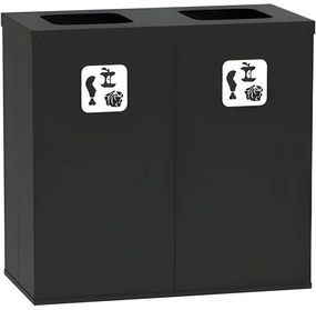 Kôš na triedený odpad 2x 50 L, úchyt na vrece, čierny/čierny