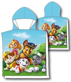 DETSKÝ BAVLNENÝ PONČO UTERÁK S KAPUCŇOU PAW PATROL 50X115 CM VZOROVANÝ