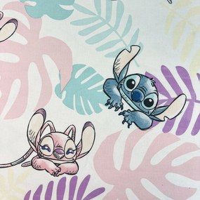 Jerry Fabrics Bavlnené napínacie prostieradlo 90x200 + 25 cm - Lilo and Stitch "Leaves"