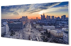 Sklenený obraz Varšava mrakodrapy Sunset 100x50 cm