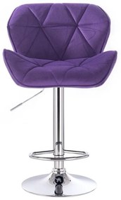 LuxuryForm Barová stolička MILANO VELUR na striebornom tanieri - fialová