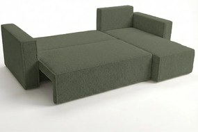 Rozkladacia obojstranná sedacia súprava do L SMART BOUCLE 232x143 cm, tmavozelená