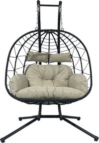 Dvoumístné závěsné skládací houpací křeslo Luvo černé