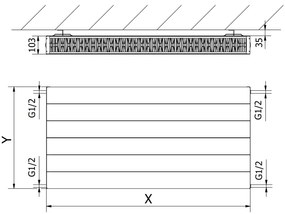 Mexen, Panelový radiátor Mexen Line CL22 300 x 900 mm, bočné pripojenie, 811 W, biely - W422L-030-090-00