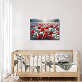 Sklenený obraz - Pole vlčích makov (70x50 cm)