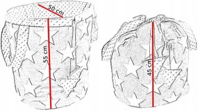 Detský kôš na hračky HVIEZDIČKY - šedočierny