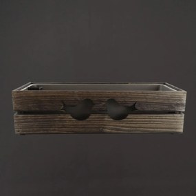 AMADEA Drevený obal s hrantíkom tmavý s vtáčikmi, 62x21,5x17cm, český výrobok