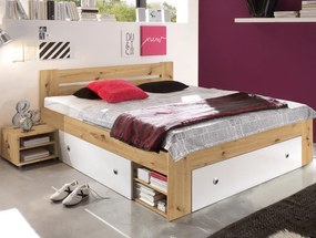 Posteľ s nočnými stolíkmi Stefan 140x200 cm, dub artisan/biela