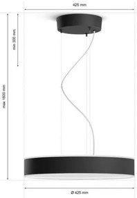 Philips - LED Stmievateľný luster na lanku Hue ENRAVE LED/33,5W/230V čierna + DO