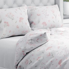 Biante Bavlnené posteľné obliečky Sandra SA-741 Ružové jarné kvety na bielom Jednolôžko 140x200 a 70x90 cm