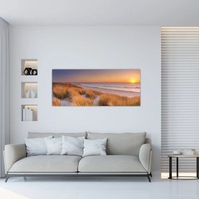 Obraz - Pláž pri západe slnka (120x50 cm)