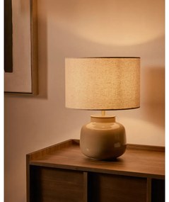 Béžová keramická stolová lampa s textilným tienidlom (výška 40 cm) Tay – Kave Home