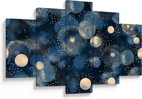 Obraz - Modro-zlaté krúžky (150x105 cm)