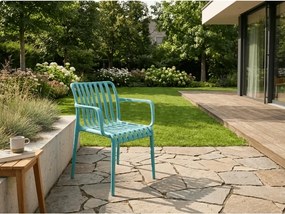 Plastová stolička TREGO s opierkami, modrá