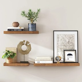 Nástenná plávajúca polica, 60 cm, rustikálna hnedá