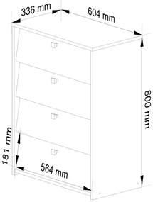 Skriňa na topánky Marienne 60 cm - 4 dvierka biely
