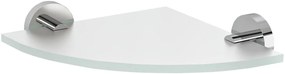 Sapho Sapho, X-ROUND sklenená polica rohová, štvrťkruhová 200x200mm, chróm/mliečne sklo, XR009-01