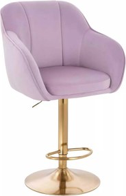 LuxuryForm DESIGN Barová stolička AVOLA VELUR na zlatom tanieri - levanduľa