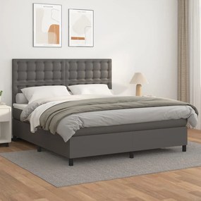 Boxspring posteľ s matracom sivá 160x200 cm umelá koža 3142855