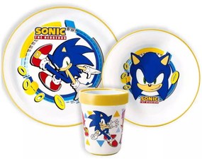 Sada plastového riadu Ježko Sonic s kelímkom a protišmykom - 3 diely