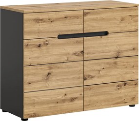 Komoda so zásuvkami Cano, 100 cm, šedá/dub artisan