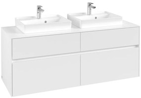 VILLEROY &amp; BOCH Collaro závesná skrinka pod dve umývadlá na dosku, 4 zásuvky, 1400 x 500 x 548 mm, White Matt, C07600MS