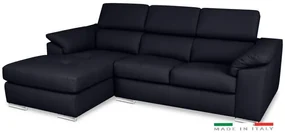 Kožená rohová sedacia súprava LOREN II, Ľavá, tm. modrá (madras - 106 dark blue)