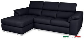 Kožená rohová sedacia súprava LOREN II, Ľavá, tm. modrá (madras - 106 dark blue)
