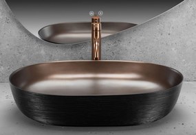 Rea Cleo, umývadlo na dosku 605x410x140 mm, medená matná-čierna, REA-U6383