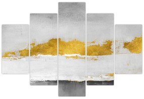 Obraz - Zlaté a šedé ťahy (150x105 cm)