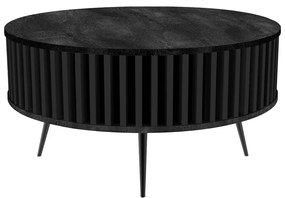 Okrúhly konferenčný stolík ELIOT čierna rustikálna + čierne lamely