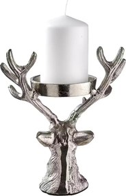 OH MY DEER Svietnik na stĺpovú sviečku - strieborná
