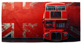 Sablio Uterák Červený poschodový autobus Vlajka - 30x50 cm
