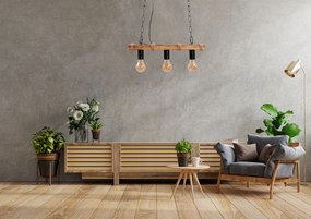 Toolight BOHO LINE, 3-bodové závesné svietidlo 3xE27 APP1319-3CP, hnedá-čierna, OSW-02461