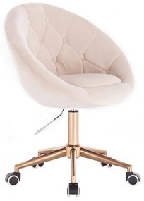 LuxuryForm DESIGN Kreslo VERA VELUR na zlatej podstave s kolieskami - krémové