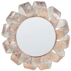 Nástenné zrkadlo ø 54 cm biela/medená MANGALORE Beliani