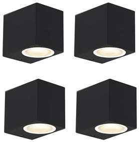 Sada 4 moderných nástenných svietidiel čiernych IP44 - Baleno