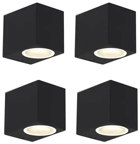 Sada 4 moderných nástenných svietidiel čiernych IP44 - Baleno