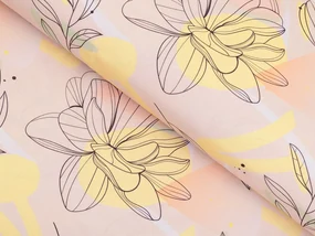 Biante Teflónový behúň na stôl TF-069 Žlto-ružové kvety s lístkami 35x140 cm