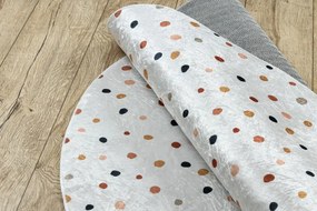 Detský koberec protišmykový BAMBINO 47890 Bodky, biely / hnedý kruh