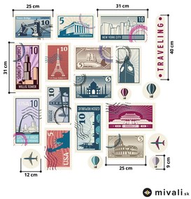 Samolepky na stenu - Poštové cestovateľské známky