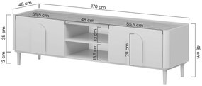 TV stolík Amilio 170 cm so zásuvkou - kašmír / olejovaný dub / úchytky kašmír