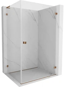 Mexen Lunar-B L výklopný sprchový kút pravý 95 x 90 cm, číre sklo, ružové zlato, 832L-095-090-60-00-P